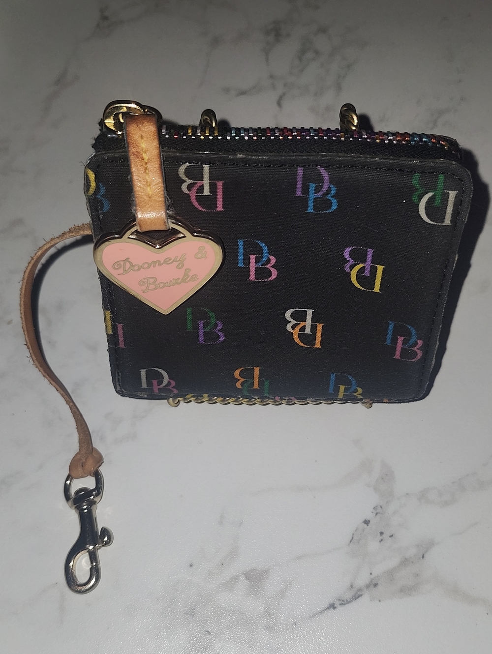 Dooney & Bourke black rainbow monogram wristlet